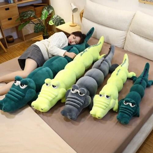 1pc 80CM Cute Lying Crocodile Plush Toys Cartoon Stuffed Soft Animal Fiercely Crocodile Pillow for Kids Boys Birthday Gift