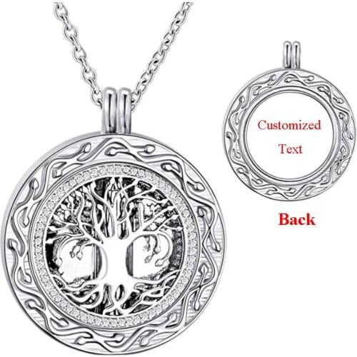 Stainless Steel Circle Tree of Life Cremation Urn Necklace Ashes Hollow Lockt Keepsake Memorial Pendant Jewelry for Loved One