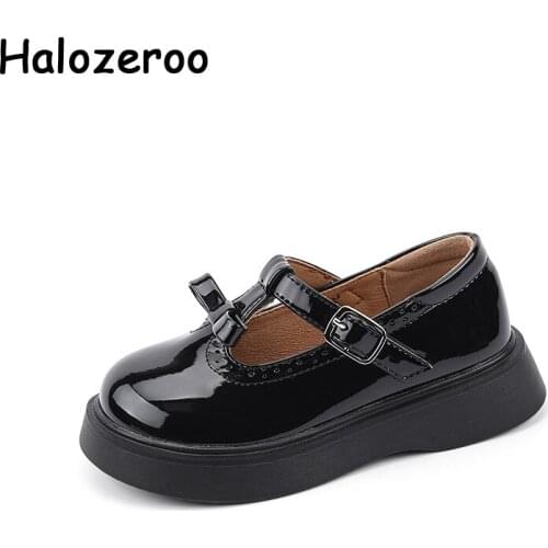 2021 New Spring Baby Girls Shoes Children Bow Princess Flats Toddler Dress Patent Leather Shoes Kids Brand Black Shoes Mary Jane