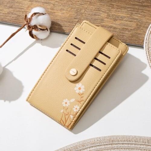 New Large Capacity Womens PU Leather Multi-card Thin Wallet With Zipper Pockets Flower Design Card Holder Credit Cards Holder
