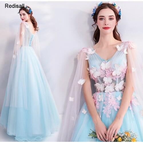 Butterfly Fairy Lolita Dress Princess Cosplay Ball Gown Flowers Party Dress Embroidery Sequins Lace Up Outfit Prom Full Dress