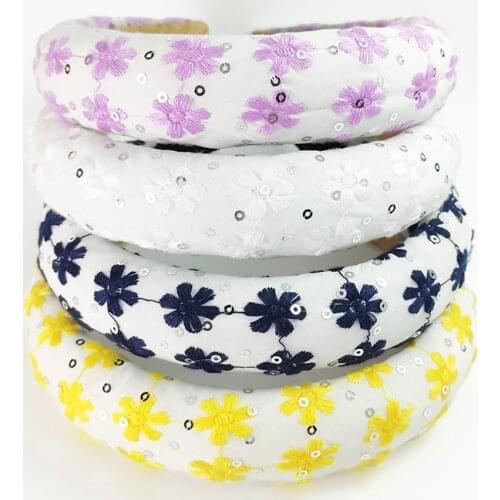 Autumn Flower Sequin Sponge Padded Hairband Headband Headwear Hair Accessories