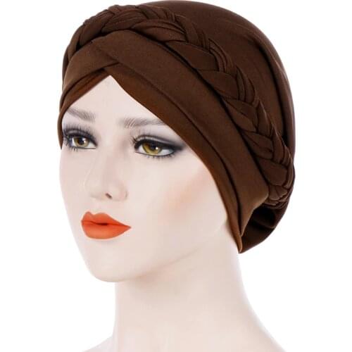 Bohemia Style Women Turban Hat Fashion Braid Knot Lady Head Scarf Hijab Muslim Inner Hijab for Women Hair Accessories Hair Loss