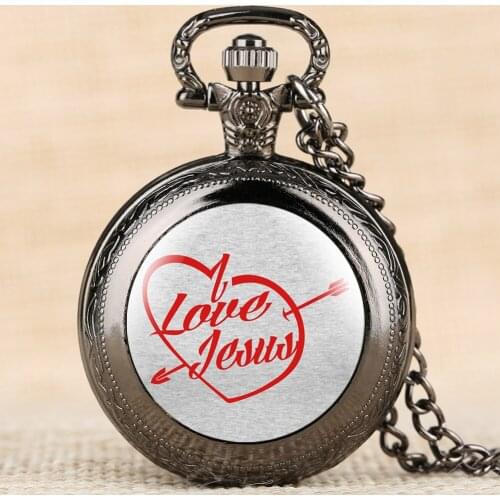 Special I Love Jesus Series Pocket Watch for Men Women Quartz Pocket Watches for Male Female Unisex Pendant Watch Necklace Chain