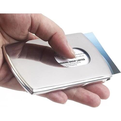 High Quality Stainless Steel Card Holder Thumb Slide Out ID Credit or Business Card Pocket Case Men Or Women Card Purse Metal