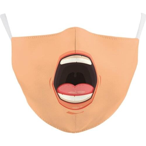 Funny Surprised Mouth Cosplay Womens Men Unisex Halloween Masks Face-Protection Cycling Sports Breathable Adult Party Xmas Mask