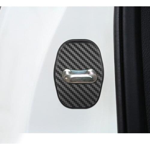 Carbon Fiber Car Door Lock Protective Cover For Peugeot 206 207 208 306 307 308 407 408 508 2008 3008 accessories