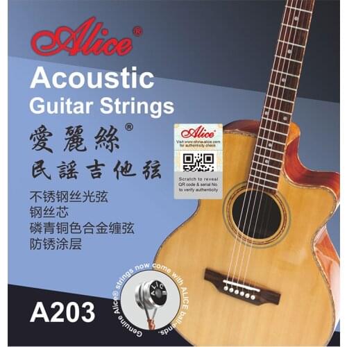 1 set Alice A203 Steel Core Coated Copper Alloy Wound Super Light Acoustic Guitar Strings(.011/.052)