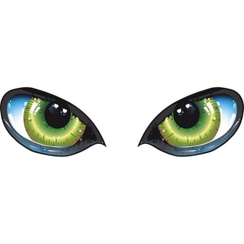 1 Pair 3D Reflective Green Eyes Car Stickers Truck Head Engine Rearview Mirror Door Decal Graphics Funny Creative Stickers New