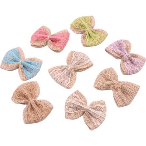 1 pieces of vintage natural jute burlap burlap bow lace ribbon DIY wedding decoration party banquet gift decoration