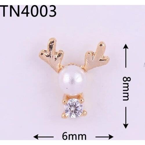 10pcs/lot TN4003 Christmas Elk Alloy Zircon Nail Art Crystals Jewelry Rhinestones Nails Accessories Supplies Decorations Charms