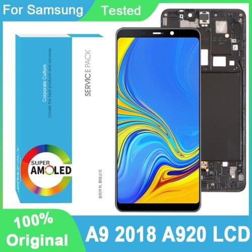 100% Original AMOLED 6.3'' Display For Samsung Galaxy A9 2018 A920 A920F Full LCD Touch Screen Digitizer Assembly Repair Parts