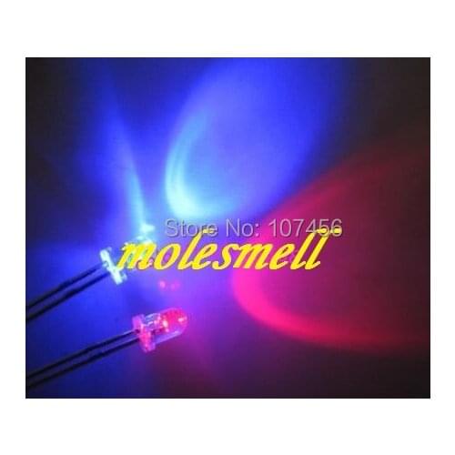 100pcs/lot free shipping!!! 3mm flashing red/blue flash led LED(10000mcd)3mm blinking red/blue led 3mm water clear led