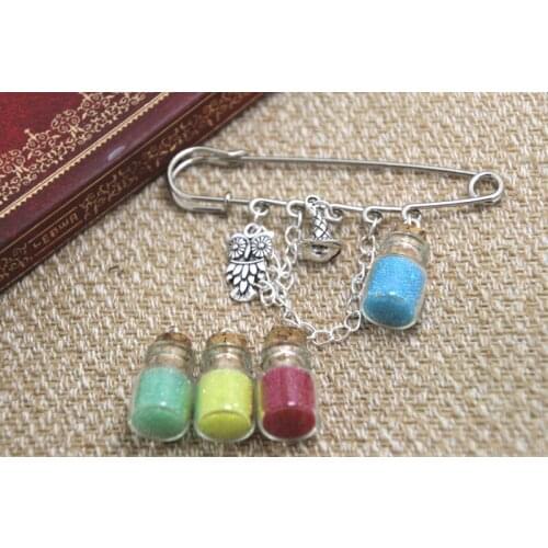 12pcs HP inspired Wizard house themed charm with chain kilt pin brooch (50mm)