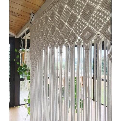 220 Cm X 230 Cm Macrame Wall Art Handmade Cotton Wall Hanging Tapestry with Bohemia Home Wedding Garden Party Decoration