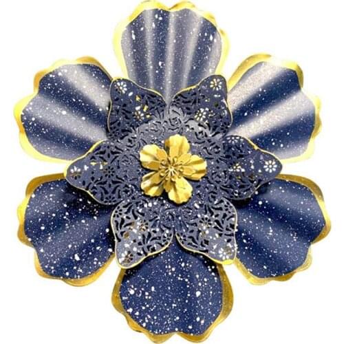 3D Sense Metal Flower Ornament Four-Layer Petal Design Wall Art Iron Flower Pendant For Home Garden Entrance Wall Mount Decor