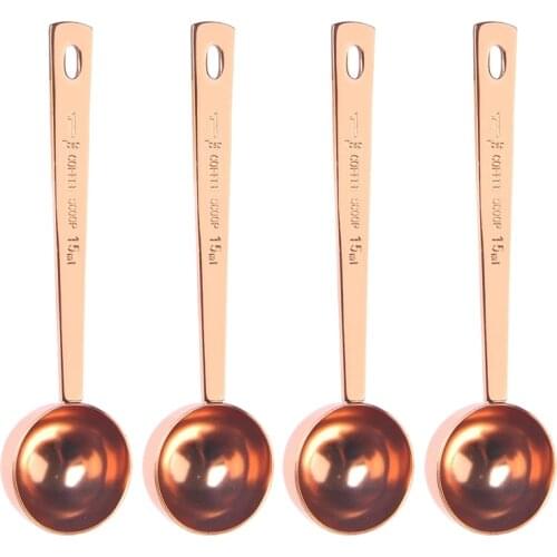 4 Pcs Coffee Scoop Stainless Steel Coffee Measuring Spoon Tea Scoop 1 Table Spoon for Coffee Tea Flour Sugar,Rose Gold