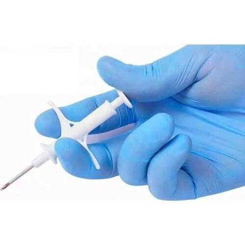 5pcs/lot 134.2KHz ISO FDX-B Animal Dogs 1.4*8mm Pet Microchips Transponder Syringe animal Id Implantable Syringe injector