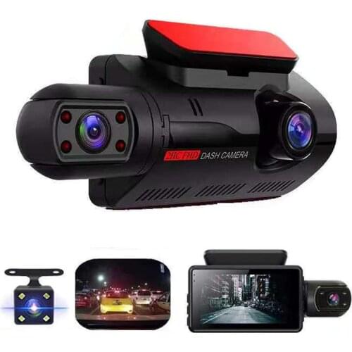 Car DVR Camera Wide Angel Front and Rear Dual Lens Hidden Car Driving Recorder Parking Monitoring Night Vision DashCam