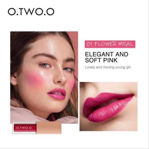 O.TWO.O 2 In 1 Lip Gloss + Liquid Blusher Double Effect Long Lasting Waterproof 4 Colors Soft Silky Smooth Makeup T1521