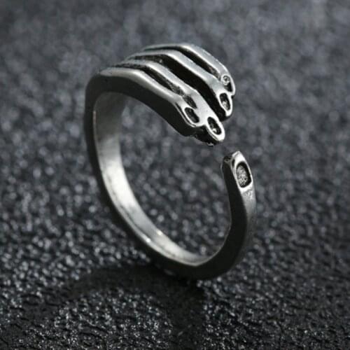 Bohemian Vintage Silvery Hand Rings For Women Punk Big Antique Open Rings Statement Finger Jewelry Gifts