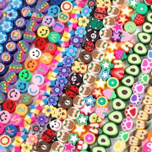 38-110pcs/Lot Smiley Animal Sunflower Shape Spacer Polymer Clay Beads Drum Beads ​For Jewelry Making DIY Handmade Accessories