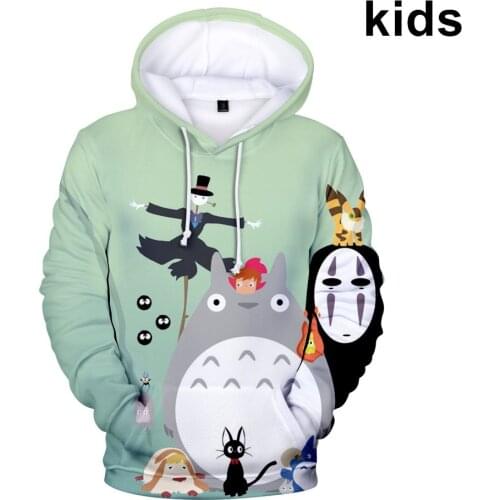 2 To 14 Years Kids Hoodie Anime Spirited Away Totoro 3d Printed Hoodies Sweatshirt Boys Girls Cartoon Jacket Children Clothes