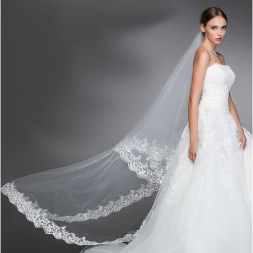 Wedding Accessories Veil Bridal Wedding Veil 2.5M 1 Layer Lace Without Comb