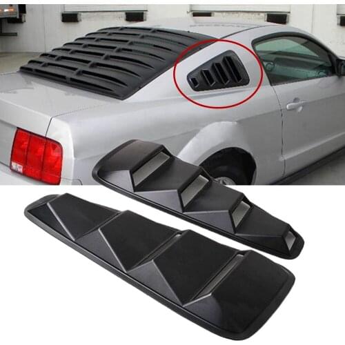 For 2005-2014 Ford Mustang Black Quarter Side Window Louvers Scoop Cover Vent