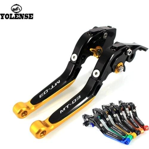 For YAMAHA MT-03 MT 03 MT03 2015 2016 2017 2018 Motorcycle Accessories Folding Extendable Brake Clutch Levers LOGO MT-03
