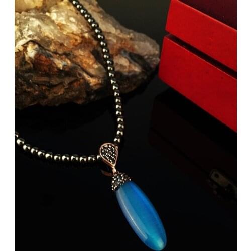 Dr Stone Natural Stone Women 'S Rose Gold Plated Cat 'S Eye Stone Necklace KR 372867784