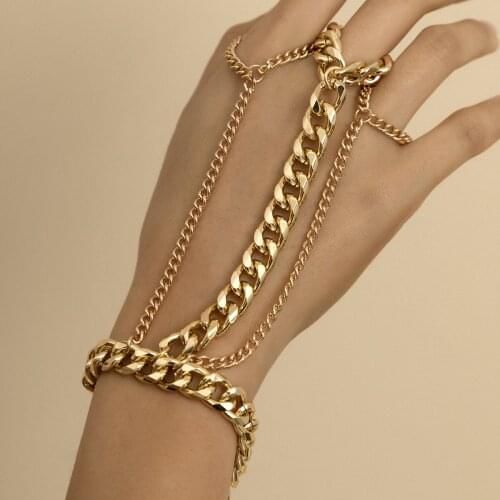 DUTRIEUX Punk Hip-hop Metal Chain Bracelet Personality Exaggerated Hand Back Chain for Female Party Gifts Jewelry