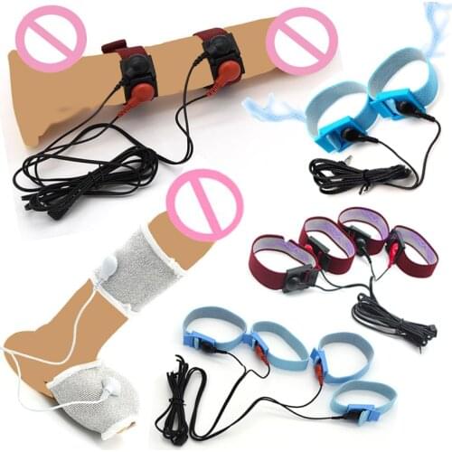 Electro Shock Conductive Fiber Penis Ring,Penis Electro Stimulation Massage Cock Ring,SM Sex Toy For Men Adult Product Accessory