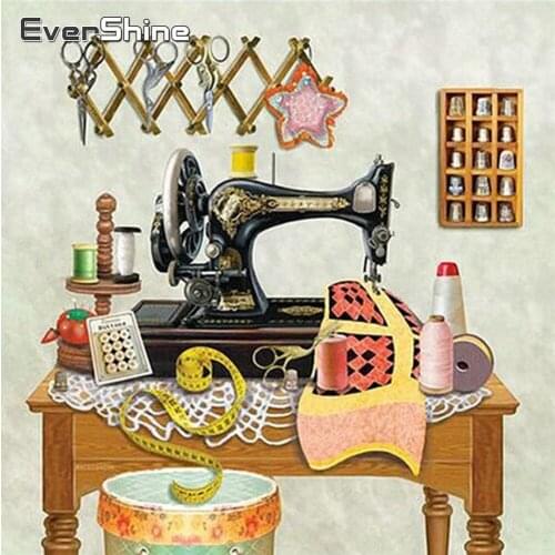 Evershine 5D DIY Diamond Painting Full Square Drill Sewing Machine Diamond Embroidery Cross Stitch Cartoon Painting Rhinestones