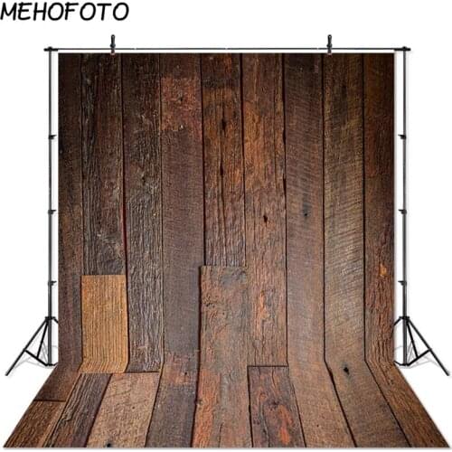 MEHOFOTO Wooden Floor Photo Studio Backdrop Dark Brown Rustic Wood Portrait Photography Backdrops Photobooth Newborn Background