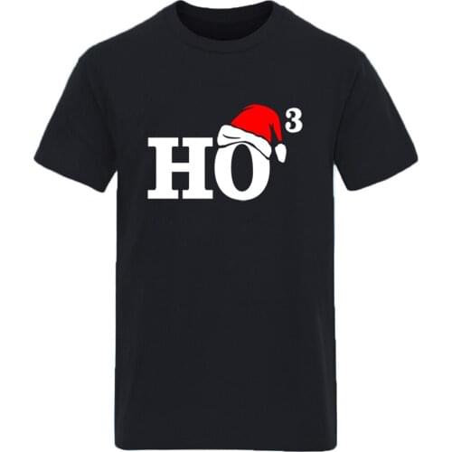 Ho Christmas Print T-shirt For ManShort Sleeve Cotton Summer Harajuku Tops Tees Male S-3XL Leisure Black Tees Ropa De Hombre