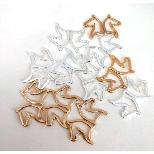 Hzew 5 pcs Couple horse charm two horse two colors gold and silver color pendant for women