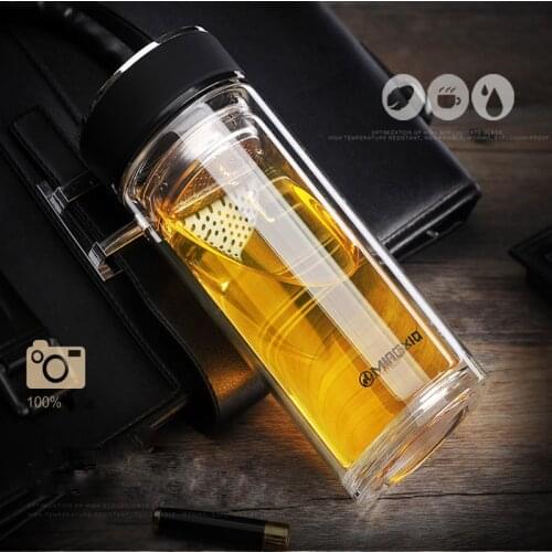 Insulation Cup Double Glass Cup Portable Filter Tea Cup Transparent Large Cap Business Office Cup With Cover B20065