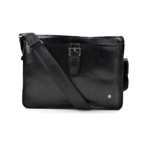 Leather satchel mens leather messenger ladies handbag shoulder bag ipad tablet holder leather bag black