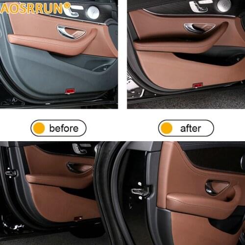 AOSRRUN Car door leather Anti-Scrape Cover Stickers Car Accessories For Mercedes Benz E-Class W213 E200 E300 E320 2016 2017