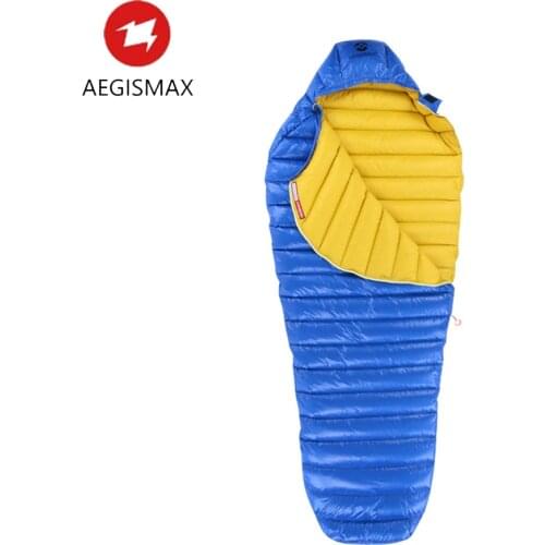 AEGISMAX Leto Outdoor Camping Hiking Ultra Dry White Goose Down Mummy Spring Autumn Winter Ultralight Green Sleeping Bag