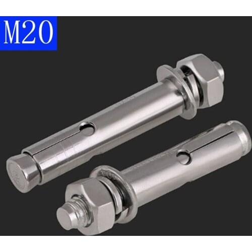 M20 100mm - 250mm Concrete Sleeve Anchors Hex Head Nut & Washer 304 Stainless Steel A2