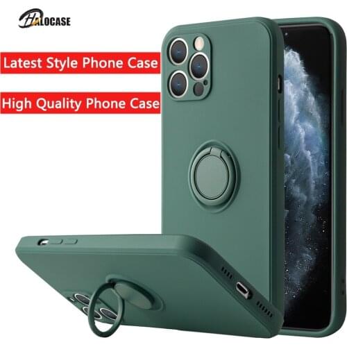 Liquid Silicone Finger Ring Stand Magnetic Holder Bracket For iPhone 12 11 Pro Max Mini XR X XS Max 7 8 Plus SE 2020 Phone Case