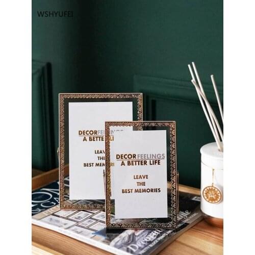 WSHYUFEI Metal photo frame Carved gold 6/5 inch picture frame wedding materials Suitable for home office birthday present333