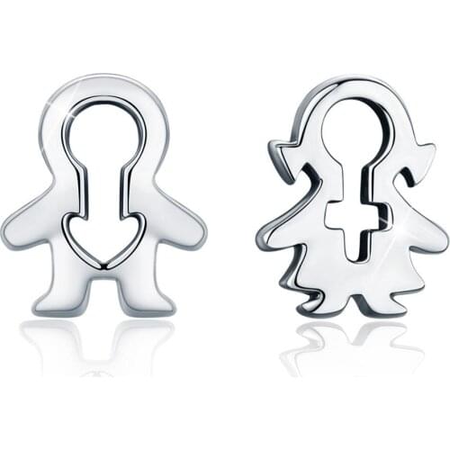 ANNA QUEEN Fashion Design Asymmetry Boy and Girl Stud Earring Jewelry Gifts Prevent Allergy Stud Ear SLW0086