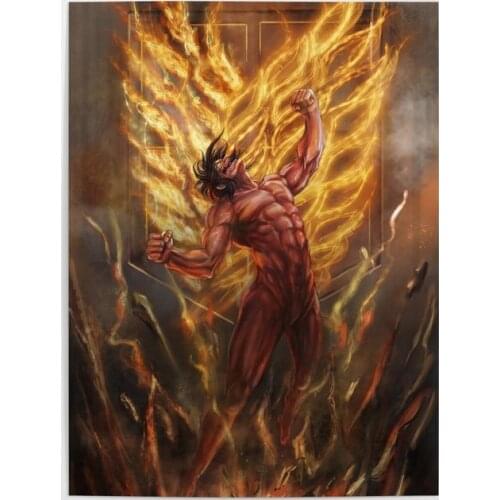 Modular Attack on Titan Canvas Painting Wall Art Eren Jaeger Pictures Home Decor Living Room Fight Anime Titan Poster Framework