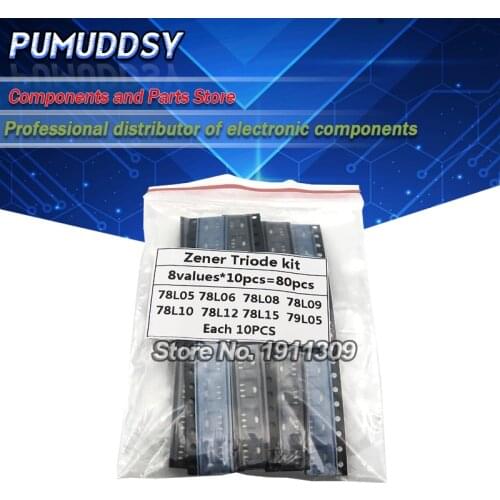 SOT-89 SMD transistor Assorted KIT Total 8kinds X10PCS=80PCS contains 78L05 78L06 78L08 78L09 78L10 78L12 78L15 79L05
