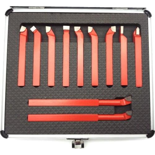 11Pcs 10x10 mm,Carbide Tip Tipped Bit Set Brazed Milling Cutter Tools For Metal Cnc Lathe, Welding Turning Tool Holder