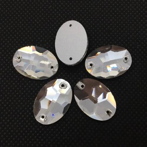 Flatback Oval Sew On Stone Crystal Clear Color Sewing Crystal Bead Dress Making