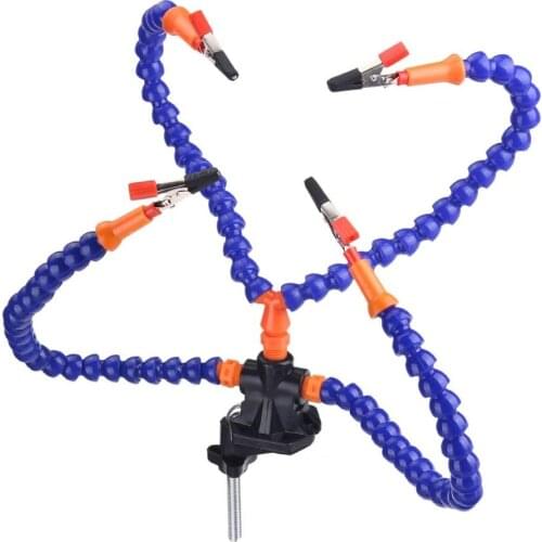 Soldering Holder Flexible Arm 4 Helping Hand Magnifier Soldering Station Holder for Repair Tools PCB Board Fixed Clip